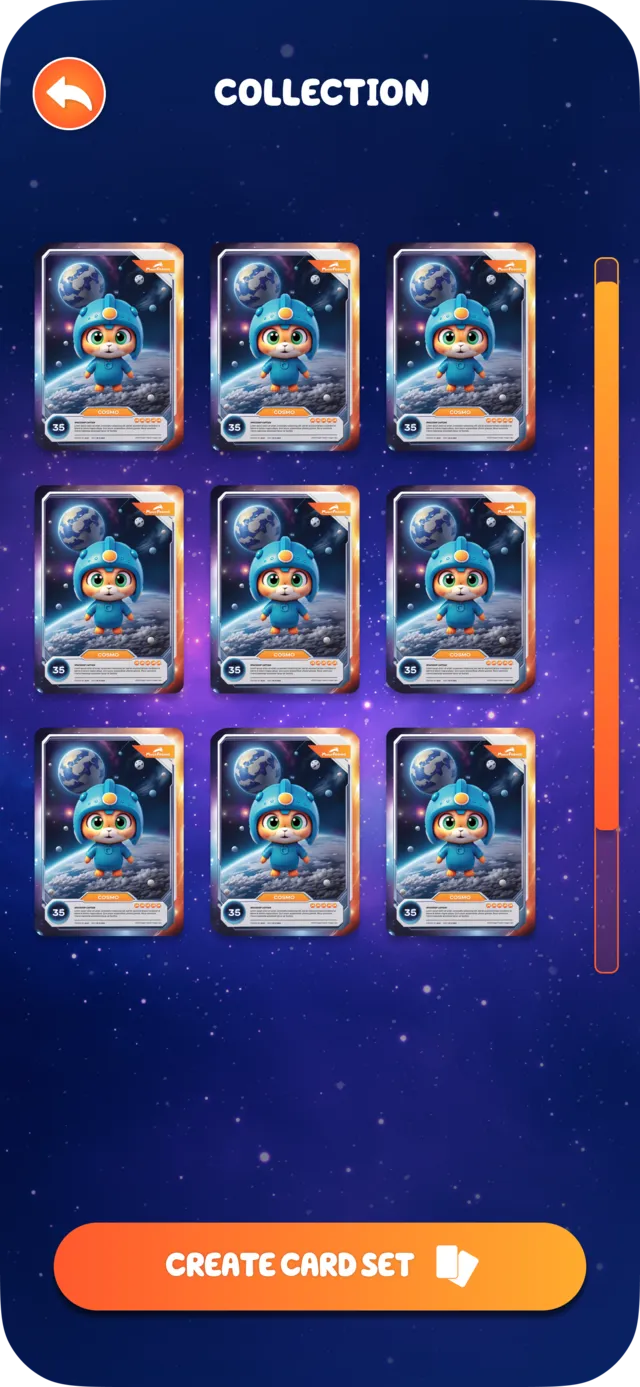A completed card collection in the Magic Friends app